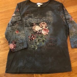 CJ Banks Vintage Roses Tee Shirt